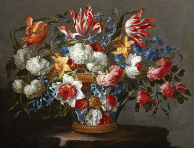 ₴ Репродукція натюрморт від 241 грн.: Плетений кошик з квітами