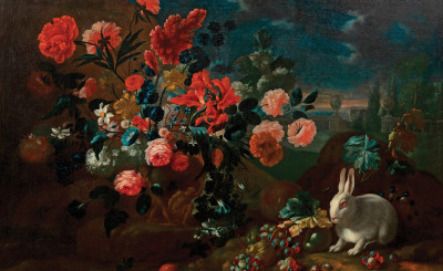 ₴ Репродукция натюрморт от 205 грн.: Натюрморт с цветами и кроликом