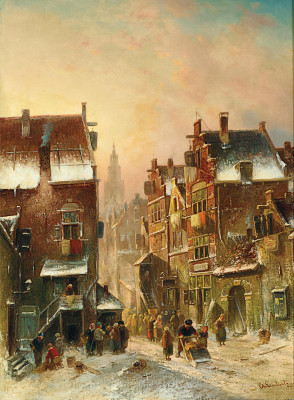 ₴ Репродукція міський краєвид 200 грн.: Зимовий день у голландському містечку