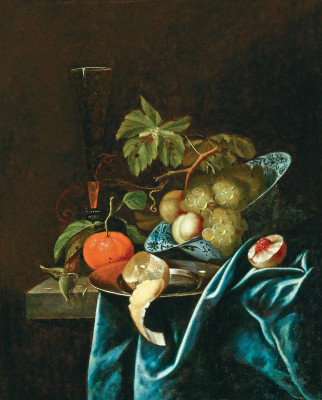 ₴ Репродукция натюрморт от 318 грн.: Апельсины, лимон и персики на жестяной тарелке и в миске Ван-Ли