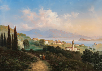 ₴ Репродукция пейзаж от 223 грн.: Вид на озеро Комо и Менаджо, с Пунта-ди-Белладжио справа