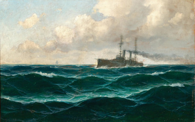 ⚓Репродукція морський краєвид від 257 грн.: Канонерський човен у відкритому морі
