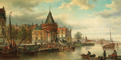 ₴ Репродукція міський краєвид від 257 грн.: Шраєрські ворота в Амстердаме
