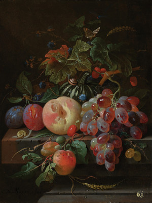 ₴ Репродукція натюрморт від 314 грн.: Натюрморт з фруктами на кам'яному виступі