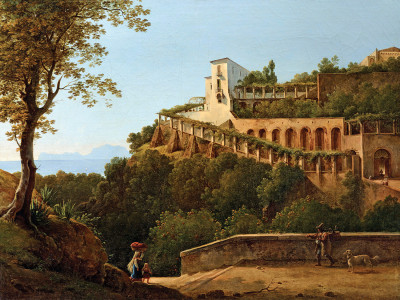 ₴ Репродукция пейзаж от 396 грн.: Монастырь недалеко от Неаполя, с видом на Капри