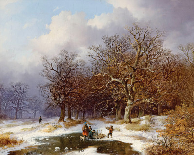 ₴ Репродукция пейзаж от 406 грн.: Сбор хвороста зимой