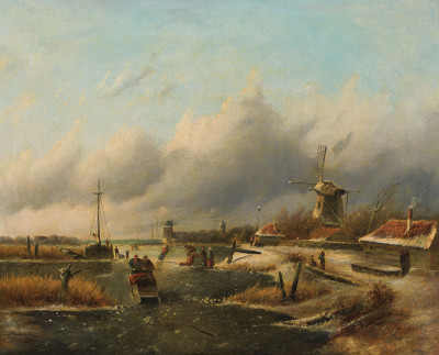 ₴ Репродукція краєвид від 307 грн.: Голландський зимовий пейзаж з ковзанярами