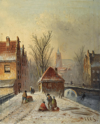 ₴ Репродукція міський краєвид 288 грн.: Вид на зимове голландське місто
