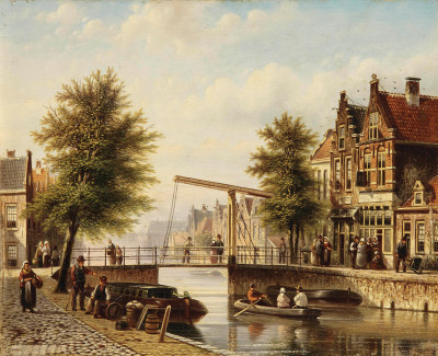 ₴ Репродукція міський краєвид 312 грн.: Щоденна активність вздовж голландського каналу