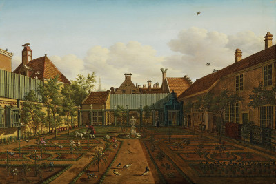 ₴ Репродукція міський краєвид від 258 грн.: Вид на сад міського будинку в Гаазі