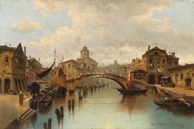 ₴ Репродукция городской пейзаж от 279 грн.: Участок канала в Венеции