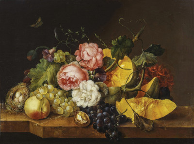 ₴ Репродукция цветочный натюрморт от 308 грн.: Натюрморт с цветами и фруктами
