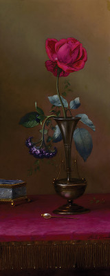 ₴ Репродукция цветочный натюрморт от 207 грн.: Красная роза и гелиотроп в вазе