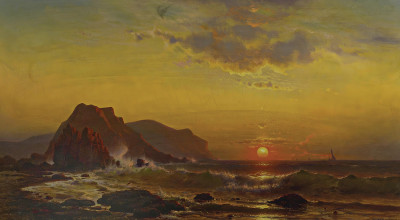 ⚓Репродукция морской пейзаж "Закат над волнами"