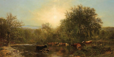₴ Репродукция пейзажа "Коровы на водопое"