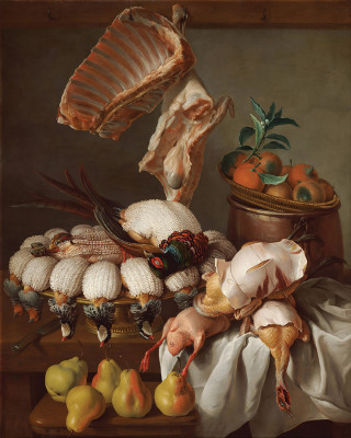 ₴ Репродукция натюрморт известного художника "Натюрморт с дичью, мясом и фруктами"
