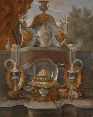 ₴ Репродукция натюрморт известного художника "Ритуальные блюда и фрукты"