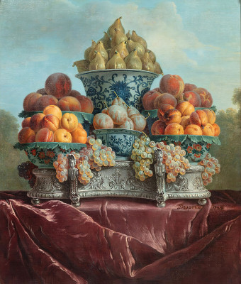 ₴ Репродукция натюрморт известного художника "Натюрморт с фруктами и фарфором"