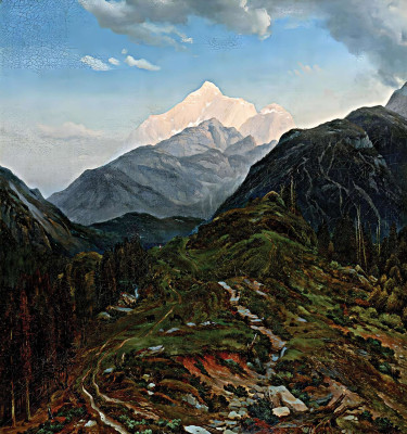 ₴ Репродукция пейзаж "Альпшпитце возле Партенкирхена"