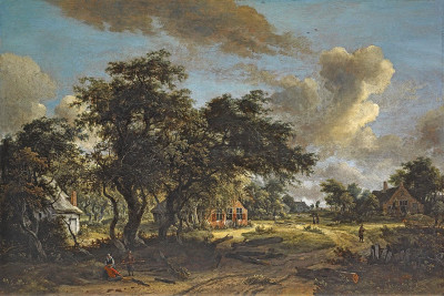 ₴ Репродукция пейзаж известного художника "Деревня среди деревьев"