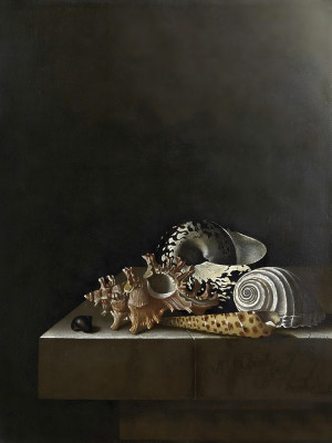 ₴ Репродукция натюрморт известного художника "Ракушки на каменном постаменте"