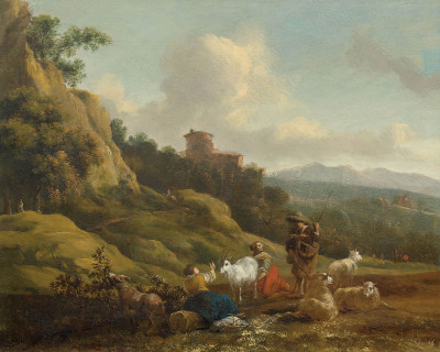 ₴ Репродукція краєвид "Італійський краєвид з пастухами та вівцями"