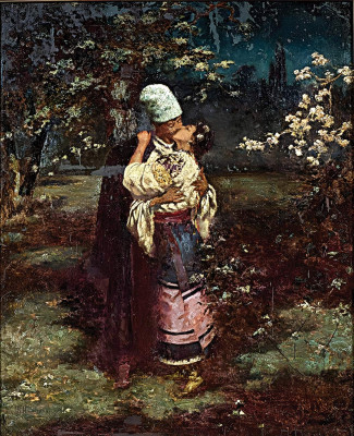 ₴ Репродукція побутовий жанр "Поцілунок"