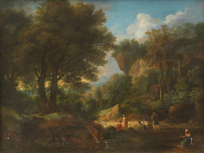 ₴ Репродукция пейзажа "Погонщики скота в лесном пейзаже"