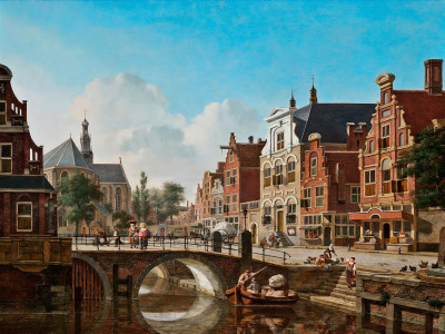 ₴ Репродукция городской пейзаж "Оживленный канал, Утрехт"