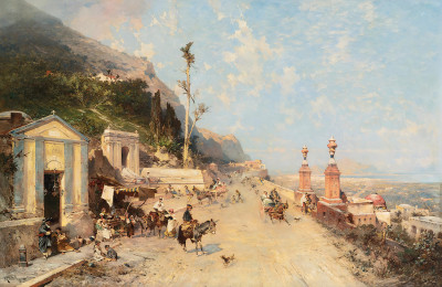 ₴ Репродукция городской пейзаж "Улица Монреале, Палермо"