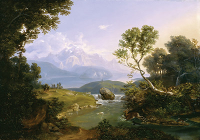 ₴ Репродукция пейзаж известного художника "Охота на оленя в Хинтерзее недалеко от Берхтесгадена"