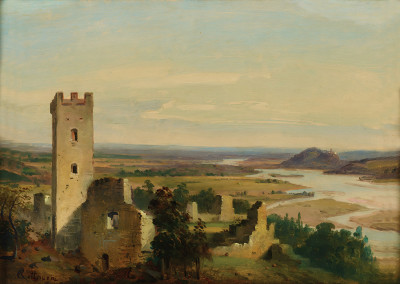 ₴ Репродукция пейзаж известного художника "Речной пейзаж с руинами замка"