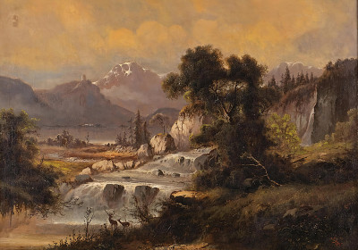 ₴ Репродукция пейзаж "Ручей в горах"