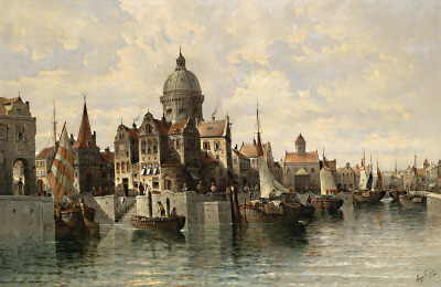 ₴ Репродукция городской пейзаж "Вид Амстердама"