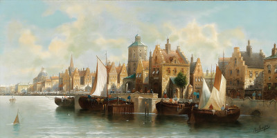 ₴ Репродукция городской пейзаж "Вид Амстердама"