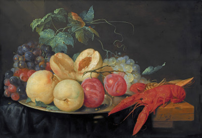 ₴ Репродукция натюрморт "Натюрморт с фруктами и вареными раками"