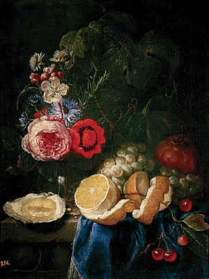 ₴ Репродукция натюрморт "Фрукты и цветы"