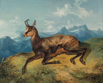 ₴ Репродукція побутовий жанр відомого художника "Серна на фоне гор"