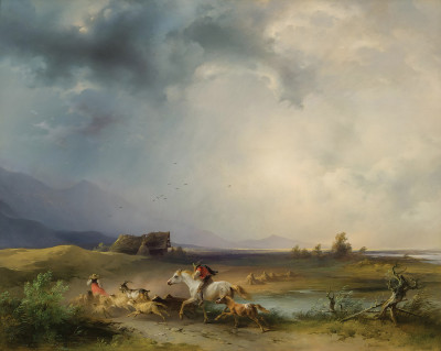 ₴ Репродукція побутовий жанр відомого художника "Возвращение стада домой перед грозой"