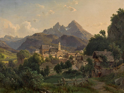 ₴ Репродукция пейзажа известного художника "Вид на Берхтесгаден и Вацманн"