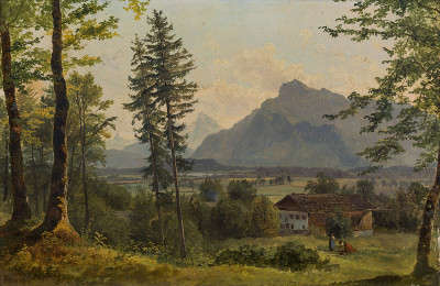 ₴ Репродукция пейзажа известного художника "Вид на Унтерсберг и Ватцманн"