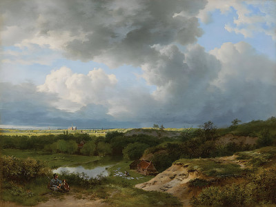 ₴ Репродукция пейзаж известного художника "Панорамный пейзаж с Харлемом вдали"