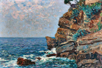 ⚓Репродукция морской пейзаж "На побережье Сестри-Леванте"