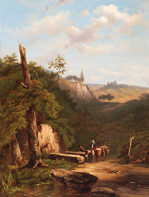 ₴ Репродукция пейзажа "Отдыхающие путешественники вблизи Драхенфельса"