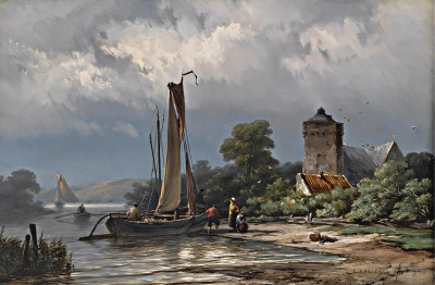 ⚓Репродукция морской пейзаж "Швартовка лодки"