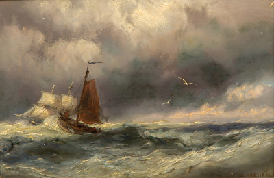 ⚓Репродукция морской пейзаж "Корабли на бурном море"