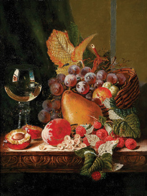 ₴ Репродукция натюрморт "Натюрморт с фруктами и бокалом вина"