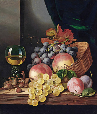 ₴ Репродукция натюрморт "Натюрморт с фруктами и бокалом вина"