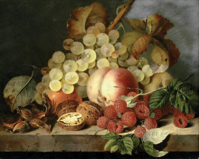 ₴ Репродукция натюрморт "Натюрморт с фруктами, ягодами и орехами"