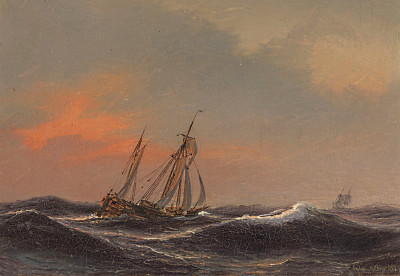 ⚓Репродукция морской пейзаж "Парусник в бурном море"